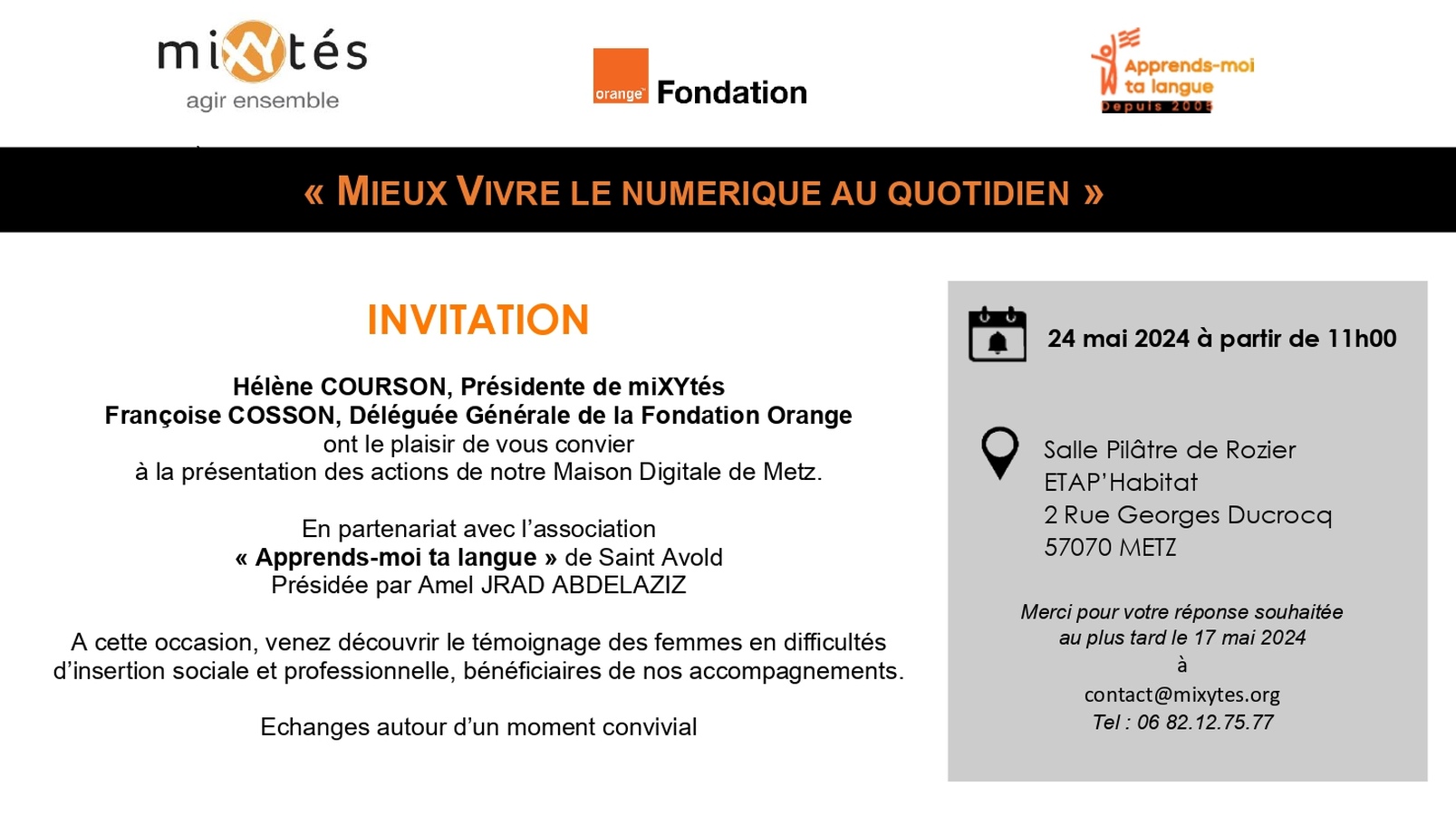 Mieux vivre le numérique au quotidien : présentation de nos actions le vendredi 24 Mai à 11H00